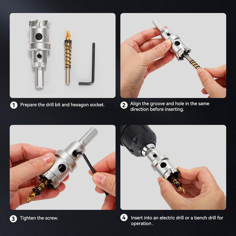 Henvo Hole Saw 1-7/8" (48mm) Heavy Duty Carbide with 2 Pilot Drill Bits - Metal Hole Cutter Cuts Stainless Steel, Iron, Copper, Brass, Plastic - Image 5